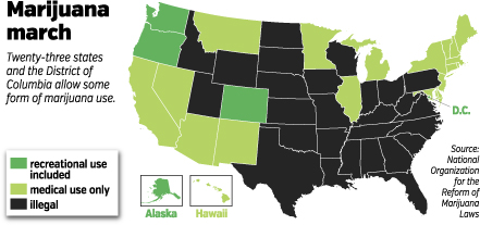 US State Marijuana Law Map - March 2015